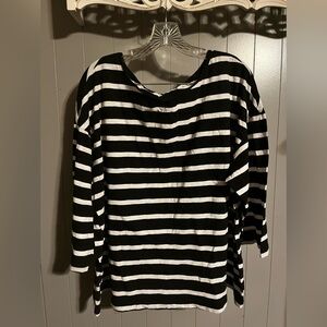Lane Bryant White & Black Stripe top 3/4 sleeve